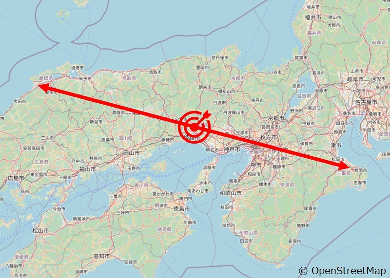 伊勢神宮から出雲大社の直線ライン